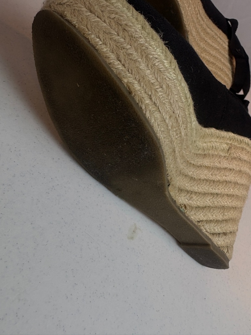 Delicious Black Espadrille Wedge Tie Ribbon Ankle Pumps‎ - Picture 8 of 10